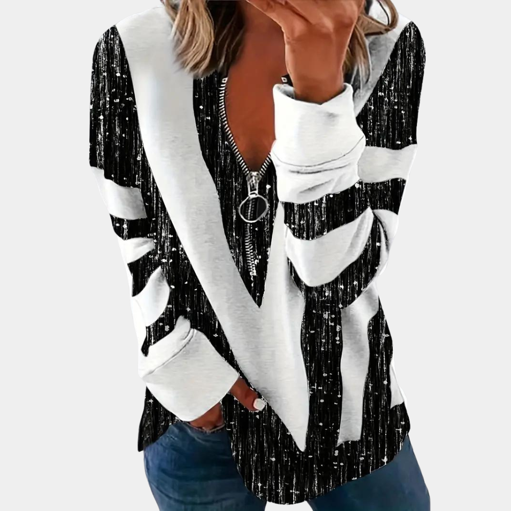 Novo - Moderne lange mouwen zomer shirt voor dames met rits