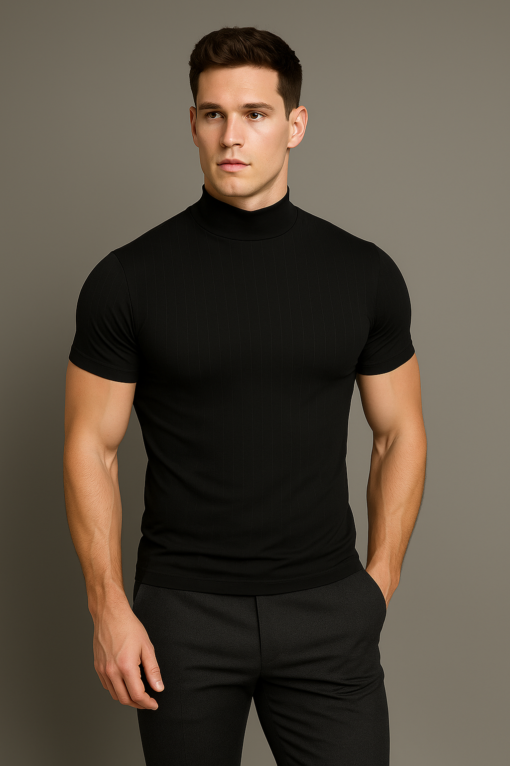 Novo - Heren-T-shirt in effen kleur met col