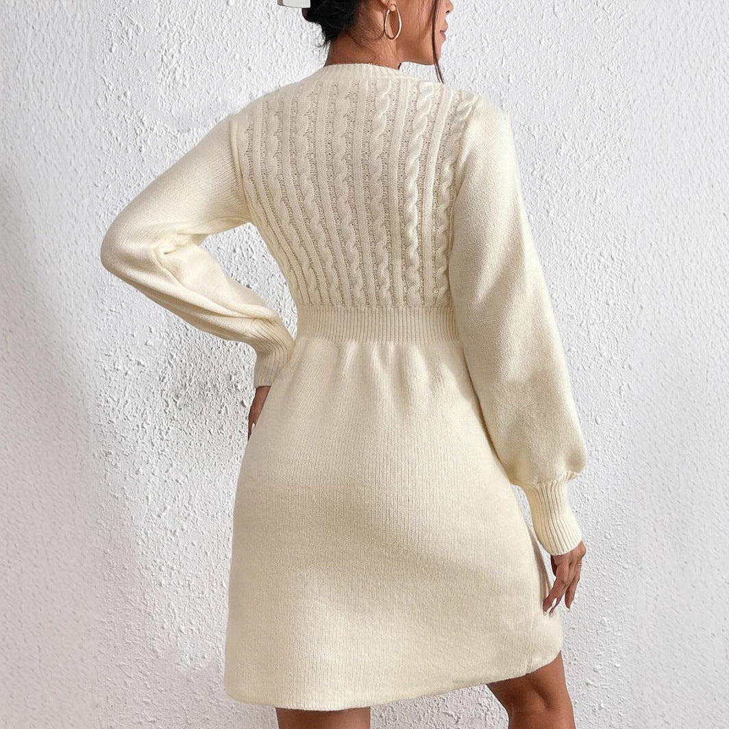 Novo | Ronde hals Kabeltricot Basislaag Jurk