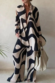 Novo | Vrouwenset met abstracte print - tweedelige top en broek met lange mouwen