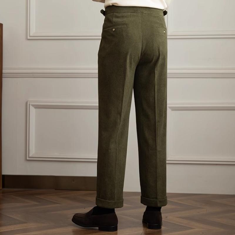 Novo | Vintage Corduroy Broek - Klassieke Napels Pasvorm, Retro Stijl