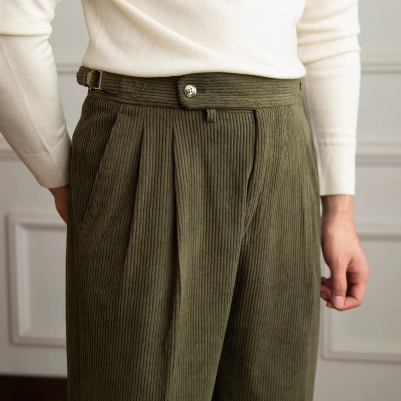 Novo | Vintage Corduroy Broek - Klassieke Napels Pasvorm, Retro Stijl