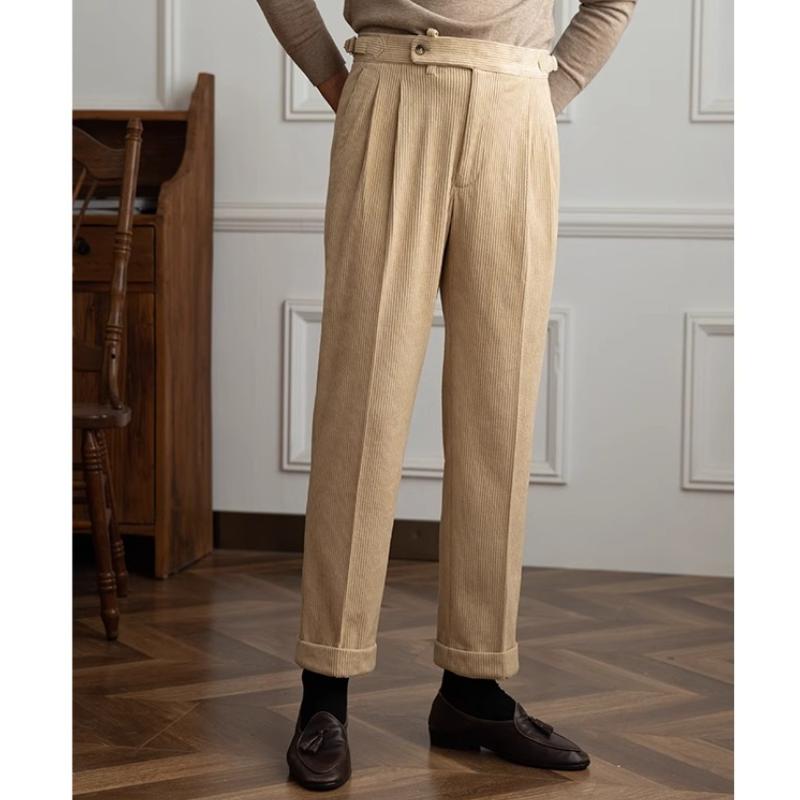 Novo | Vintage Corduroy Broek - Klassieke Napels Pasvorm, Retro Stijl