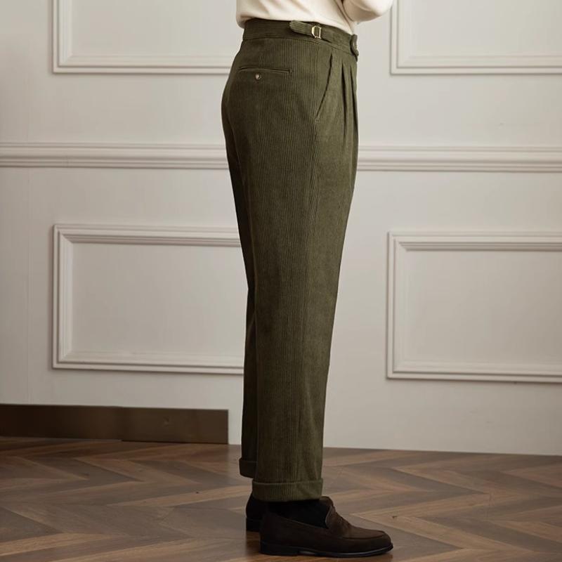 Novo | Vintage Corduroy Broek - Klassieke Napels Pasvorm, Retro Stijl