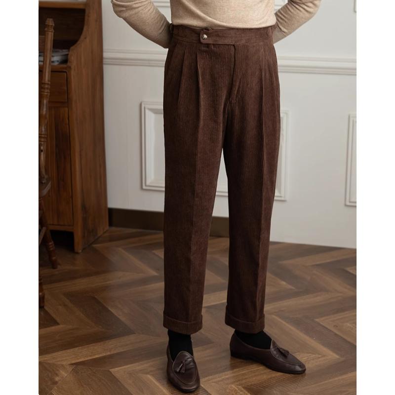 Novo | Vintage Corduroy Broek - Klassieke Napels Pasvorm, Retro Stijl