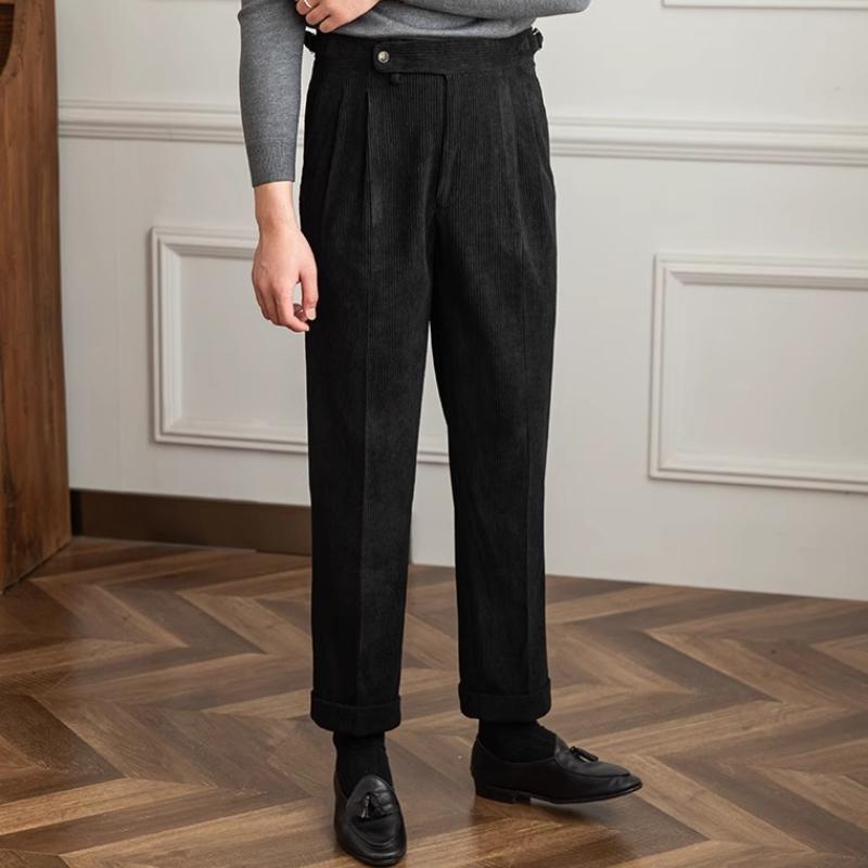 Novo | Vintage Corduroy Broek - Klassieke Napels Pasvorm, Retro Stijl